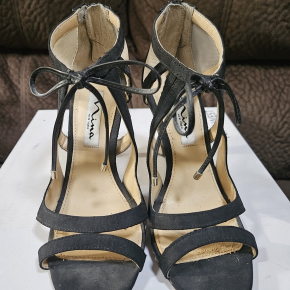 Nina Shoes - Nina Cherie Black Heels with Ankle Straps Size 5